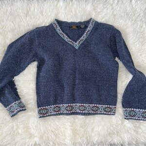 Vintage Route 66 Blue Fair Isle Sweater
